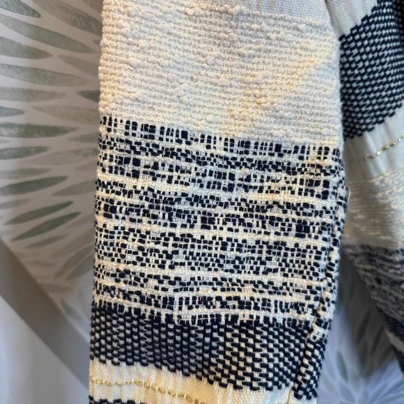 Vilagallo Blue White Striped Open Cardigan Sweater Size 40 / US 8 Pearls Tweed - Picture 8 of 8